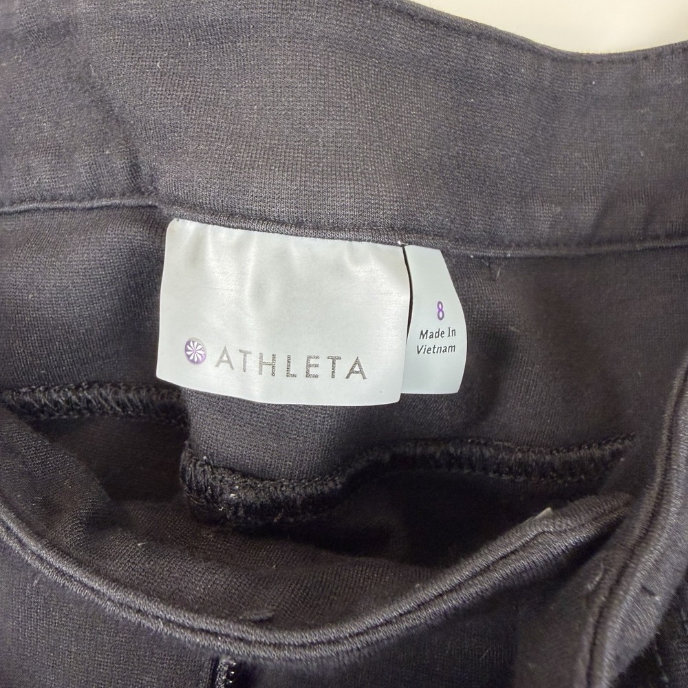 Athleta Ponte Moto Black Pants S8 Slim Fit Zip Pocket Stretch Active Travel - Picture 9 of 16